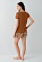 Modal Cotton Pcs Short Sleeve Pocketed Women's Shorts Pajama Set - 4