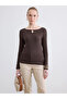 Lcw Everyday Brown Crew Neck Women's Bodysuit