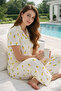 Women's Short Sleeve Milan Fabric Pajama Set 50501-3004 Light Pink - 2