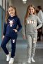 Kids 2-Piece Girls' Tracksuit Set Hooded Printed