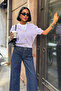 Gold Buttoned V-Neck Knitwear Lilac Cardigan