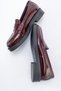 Burgundy Patent Leather Loafers Genuine Leather Women's Shoes Real Leather Patent Leather Women's Loafers Burgundy College Shoes - 2
