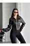 Long Sleeve Detail Corset Leather Jacket - 2