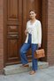 Mini Floral Embroidered Lace-Like Knit Short Knitwear Ecru Cardigan