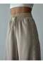 Striped Lettering Detailed Boxer Waist Trousers Beige - 4