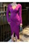 Light Purple Stoned Double-Breasted Model Stretchy Fabric Evening Dress 583108 - 3