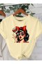 Women's Vintage Pop Art Printed Oversized T-Shirt Loose Fit - 6