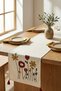Bohemian Poppy Floral Punch Embroidery Table Runner (40X130 cm) Cotton Panama Linen
