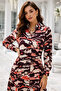 Women's Burgundy Cotton Satin Buttoned Patterned Long Sleeve Midi Length Premium Dress - 5