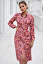 Women's Pink Cotton Satin Buttoned Patterned Long Sleeve Midi Length Premium Dress - 4