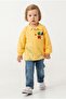 Baby Boy Navy Blue Polo Collar Printed Sweatshirt Jeans Pants Set - 5