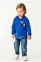 Baby Boy Navy Blue Polo Collar Printed Sweatshirt Jeans Pants Set - 5