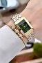 22 mm Women's Wristwatch and Bracelet with Green Dial, Gold Gray Color, Adjustable Strap