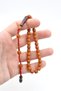 Hakkı Usta Signed Cask Cut B Ankle-Length Orange Crimped Amber Prayer Beads - 5