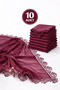 Women's Chiffon Lace Piece Needle Embroidered Coverlet 70X150 Mevlüt Gift Headscarf Evening Dress Shawl Set of 10