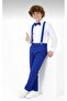 Boys' April 23 October 29 White Long Sleeve Shirt Dark Blue Pants Dark Blue Suspender Bow Tie Suit