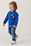 Baby Boy Navy Blue Polo Collar Printed Sweatshirt Jeans Pants Set - 7