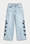 Women's Ice 4S6-3 Super Baggy Heart Embroidery Detailed Special Design Denim Jeans - 2