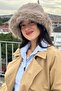 Women's Winter Mink Fur Detailed Plush Hat |   Soft Textured Cold-Proof Bucket - 8