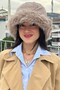Women's Winter Mink Fur Detailed Plush Hat |   Soft Textured Cold-Proof Bucket