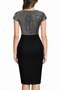 Women's Short Sleeve Slit Double-Breasted Collar Sparkle Detailed Midi Crepe Dress - 3