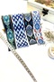Set of 4 Ethnic Patterned Jacquard Ribbons - Blue Bohemian Ribbon Embroidered Decoration Set - 7