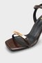 Women's Blunt Toe Gold Buckled Ankle-Tie Daily Heels Sandals Bella Brown - 4