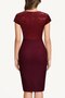 Women's Short Sleeve Slit Double-Breasted Collar Sparkle Detailed Midi Crepe Dress - 3
