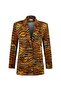 Kaplan Printed Oversized Padded Shoulders Blazer