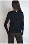 Women's Black Stone-Collared Zero-Collar Tricot Sweater Yy101328 - 4