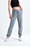 Women's Gray Melange Seam Detail Pocketed Elastic Cuffed Tracksuit - 3