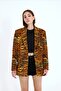 Kaplan Printed Oversized Padded Shoulders Blazer - 6