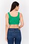 Women Scoop Neck Sleeveless Plain Crop Top, Green - 2