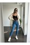 Women's High Waist Blue Stone-Washed Skinny Ultra Stretchy Slimming Power Lycra Stretchy Slim Leg Jeans - 2