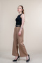 Women's Summer Beige High Waist Tube Leg Printed Crepe Fabric Elastic Waist Belted Trousers Casual Daily Office Stylish 30255 - 3