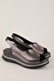 Genuine Leather Women's Comfortable Daily Sandals Elnr.564 Platinum - 2