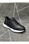 Black Genuine Leather Lace-Up Sneakers
