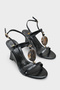 Women's Oval Toe Buckled Wedge Heel Pack Daily Sandals Neri Black