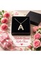 Women's Minimal a Letter Necklace with Colorful Stones and Thin Chain, Gift Boxed - 3