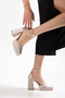 Women's Cream Satin Platform Closed Toe Shoes, Pack of Block Heel - 4