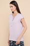 بلوزة نوم سادة برباط عند الرقبة وأكمام قصيرة - 2