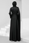 Black Shoulder Shawl Detailed Brooched Satin Evening Dress - 5