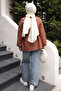 Brown Peter Pan collar Waist Tie-Detail Shirt - 4