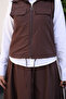 Brown Vest Shirt Skirt Triple Set - 3