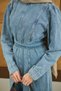 Women's Stitching Detail Denim Dress Ice Blue - 8