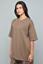 Print Detail Oversized T-Shirt with Crew Neck and Short Sleeves - 2