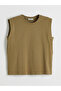 Green Crew Neck Sleeveless Blouse - 5