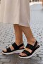Women's Black Stone Banded High Heel Sole Sandals -C5 - 6