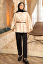 Beige Belt Buttoned Dabıl Poncho - 2