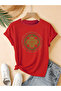 Women's Mix Printed Crew Neck Regular Fit Oversized T-Shirt